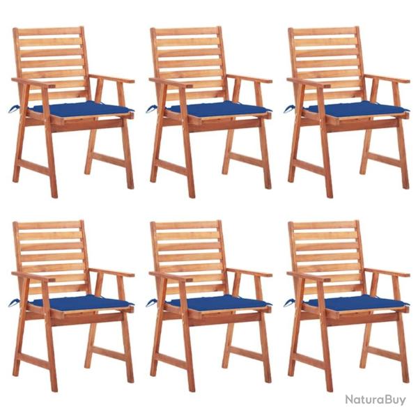 Chaises � manger d'ext�rieur lot de 6 et coussins Acacia massif