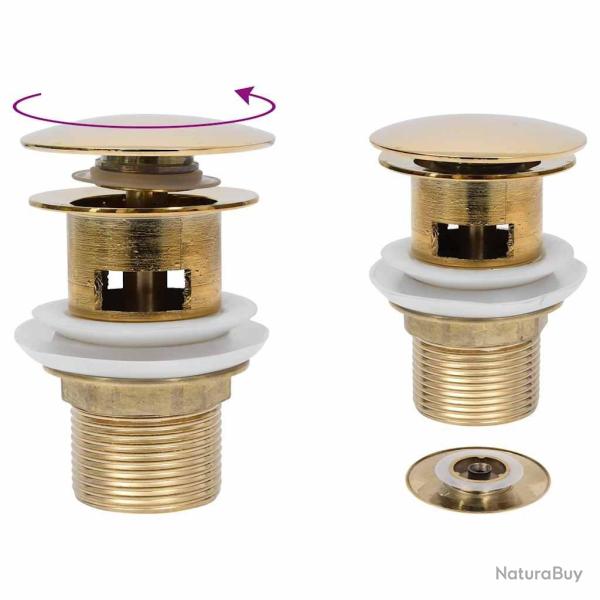 Drain � poussoir avec d�bordement Dor� 6,4x6,4x9,1 cm