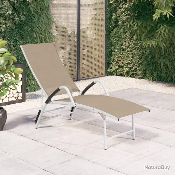 Chaise longue Textil�ne et aluminium Cr�me