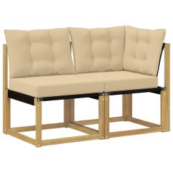 Canap&eacute; d'ext&eacute;rieur milieu et coin avec coussin 2 Pi&egrave;ce Blanc