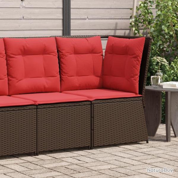 Canap� d'angle de jardin avec coussins marron r�sine tress�e