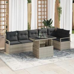 Ensemble de canap&eacute; de jardin 7 pcs Gris clair polyrotin