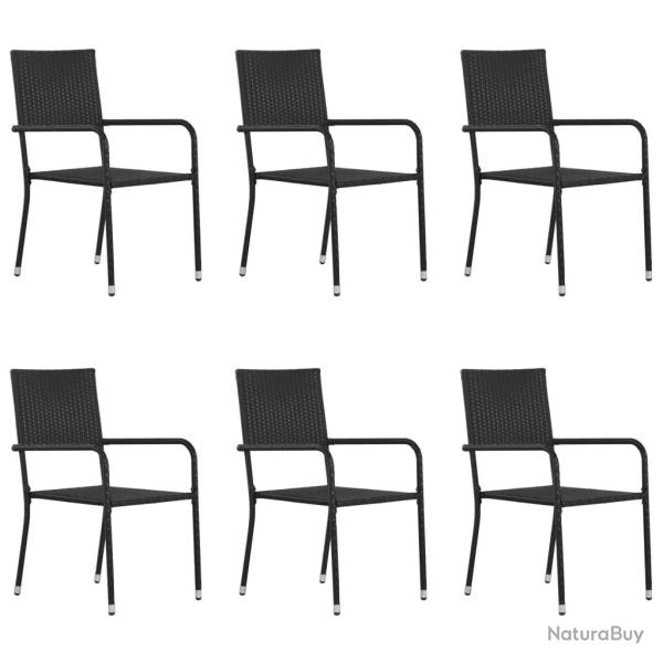 Chaise � d�ner de jardin empilable lot de 6 noir r�sine tress�e