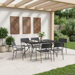 Table de Salle &agrave; Manger en Maille Extensible Anthracite Acier