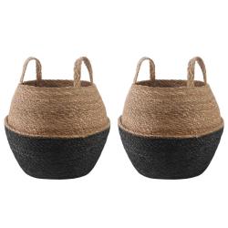 Pot de plante avec poign&eacute;es 2 pcs Noir &Oslash; 32 x 32 cm
