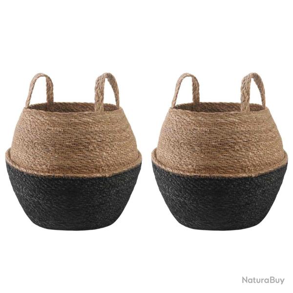 Pot de plante avec poign�es 2 pcs Noir � 32 x 32 cm