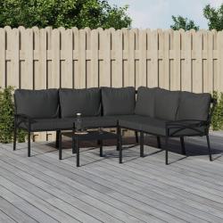 Salon de jardin 6 pcs avec coussins gris acier
