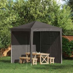 Mur de tente de f&ecirc;te 2 pcs Anthracite 200 x 195 cm PE et acier