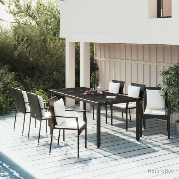 Ensemble � manger de jardin coussins 7pcs Noir R�sine tress�e