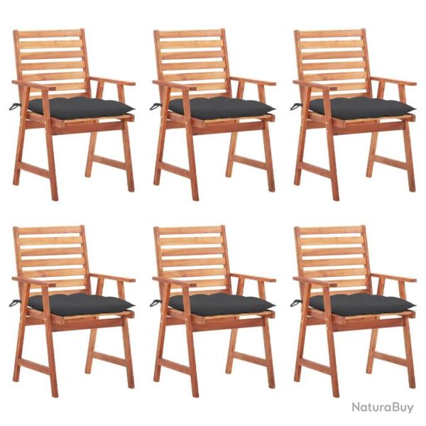 Chaises � manger d'ext�rieur lot de 6 et coussins Acacia massif