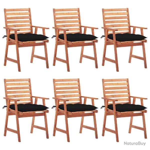 Chaises � manger d'ext�rieur lot de 6 et coussins Acacia massif