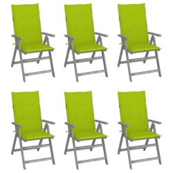 Chaises inclinables de jardin lot de 6 et coussins Bois acacia