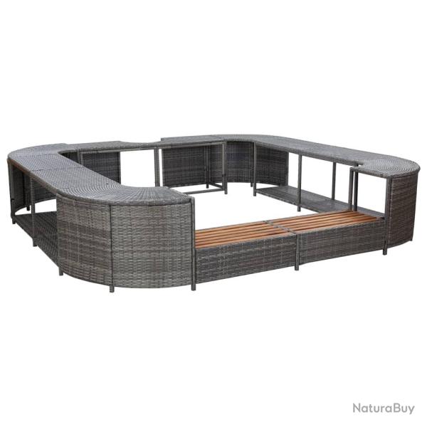 Cadre de spa carr� gris 268x268x55 cm r�sine tress�e