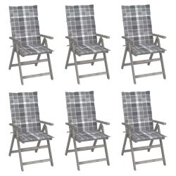 Chaises inclinables de jardin lot de 6 et coussins Bois acacia