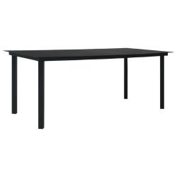 Table &agrave; manger de jardin Noir 190x90x74 cm Acier et verre