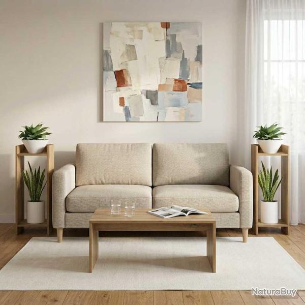 Support de Plante 2 pc Ch�ne Artisanal 30 x 30 x 80 cm