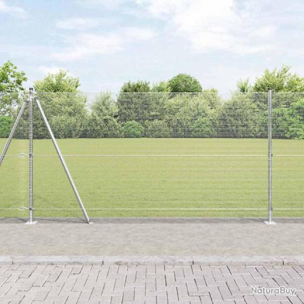 Cl�ture en fil soud� avec base en b�ton 25 x 1,2 m Argent�