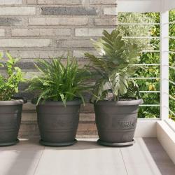 Plateau &agrave; fleurs rond 6 pcs Noir &Oslash; 14 x 2 cm Plastique