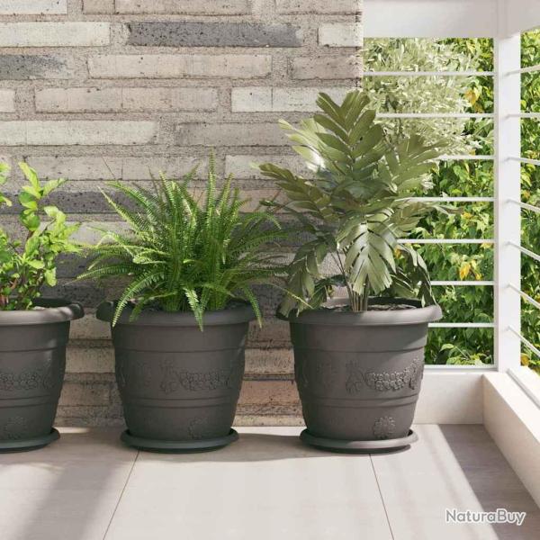 Plateau � fleurs rond 6 pcs Noir � 14 x 2 cm Plastique