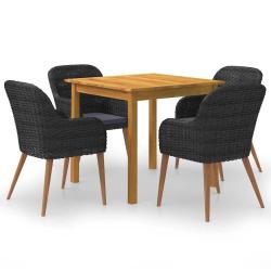Ensemble &agrave; manger de jardin 5 pcs Noir