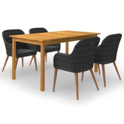 Ensemble &agrave; manger de jardin 5 pcs Noir