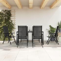 Ensemble &agrave; manger de jardin 7 pcs noir aluminium