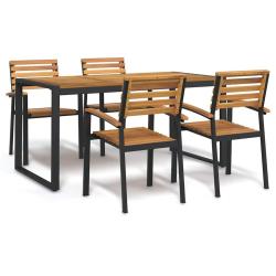 Ensemble &agrave; manger de jardin 5 pcs bois d'acacia massif et m&eacute;tal