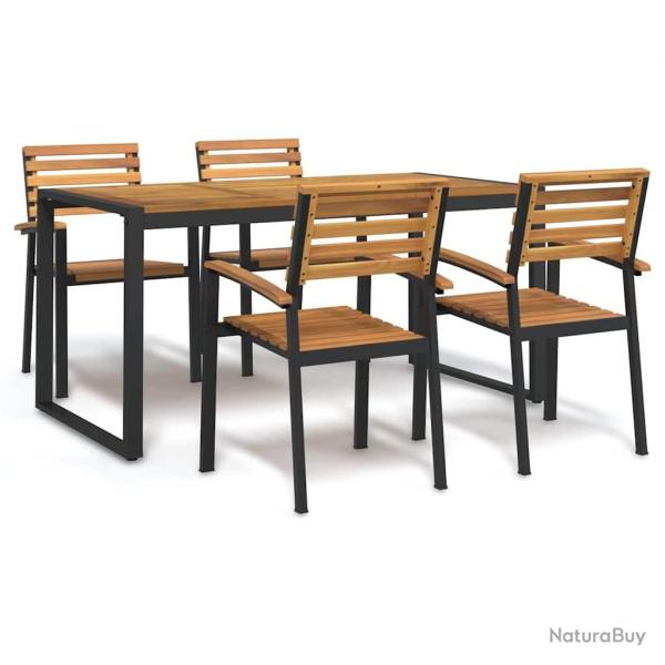 Ensemble � manger de jardin 5 pcs bois d'acacia massif et m�tal