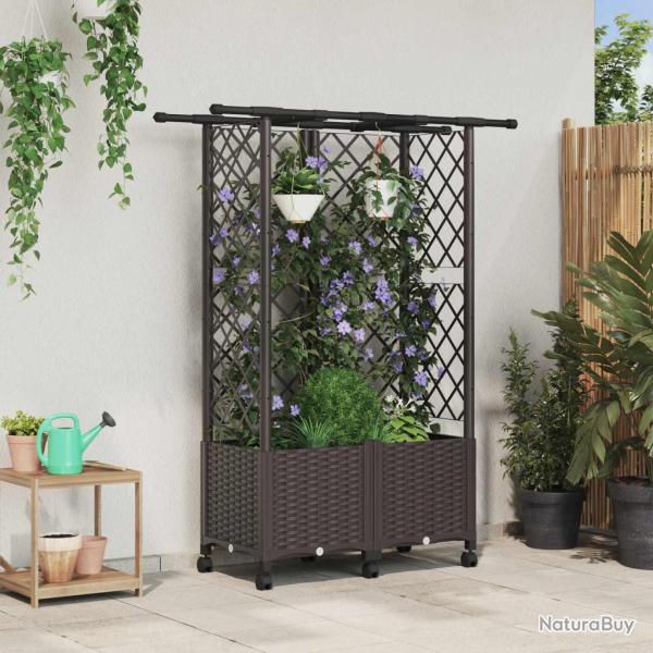 Lit �lev� avec Treillis et Toit Marron 124 x 40 x 142 cm PP