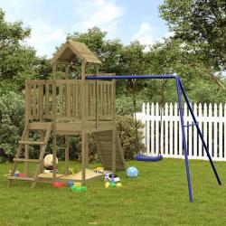 Aire de jeux d'ext&eacute;rieur bois de pin impr&eacute;gn&eacute;