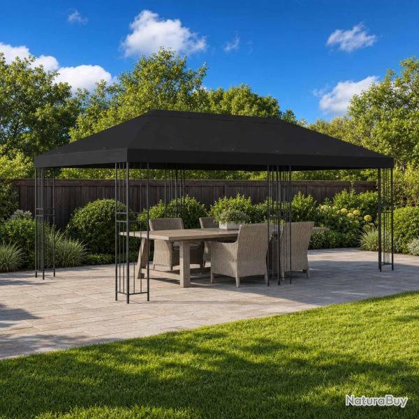 Gazebo avec murs lat�raux 6 x 3 m Noir Polyester et Acier 190