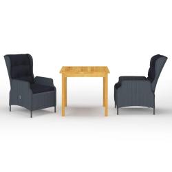 Ensemble &agrave; manger de jardin 3 pcs Gris fonc&eacute;