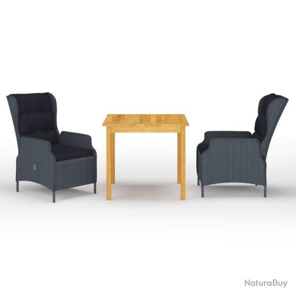 Ensemble � manger de jardin 3 pcs Gris fonc�