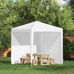 Mur de tente de f&ecirc;te 2 pcs Blanc 200 x 195 cm PE et acier