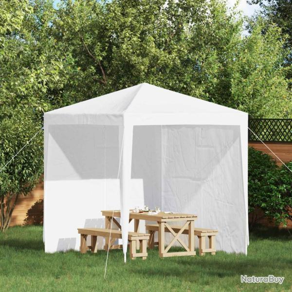 Mur de tente de f�te 2 pcs Blanc 200 x 195 cm PE et acier