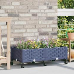 Jardini&egrave;re avec Roues Gris Bleu 80 x 40 x 33 cm PP
