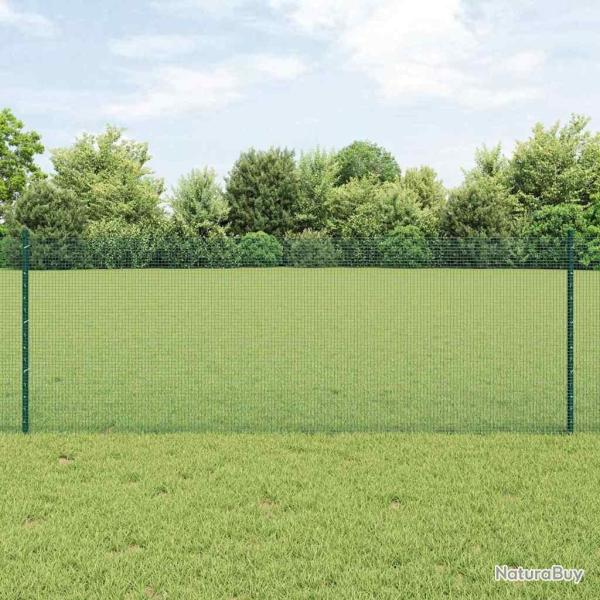 Cl�ture en fil soud� avec poteaux 25 x 0,8 m Vert Maille