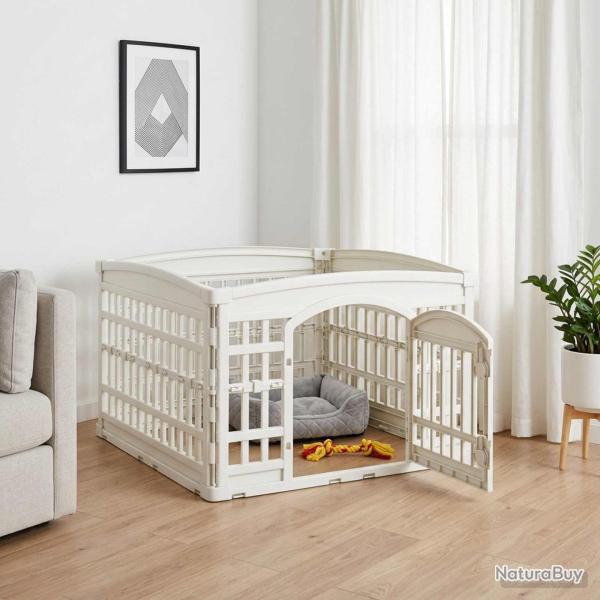 Parc pour chien � 4 panneaux 88 x 88 x 56 cm Plastique Blanc
