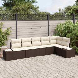 Ensemble de canap&eacute; de jardin 6 pcs Marron et Cr&egrave;me polyrotin
