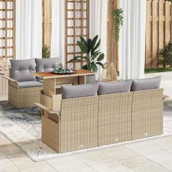 Ensemble de canap&eacute; de jardin 6 pcs Beige et Gris clair