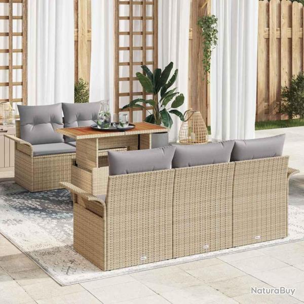 Ensemble de canap� de jardin 6 pcs Beige et Gris clair