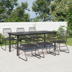 Ensemble &agrave; manger de jardin 7 pcs Noir Rotin PVC