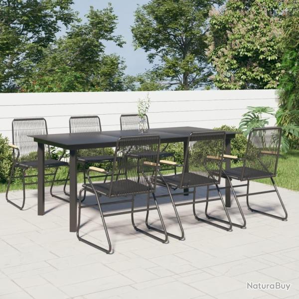 Ensemble � manger de jardin 7 pcs Noir Rotin PVC