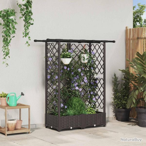 Lit �lev� avec Treillis et Toit Marron 124 x 40 x 121 cm PP