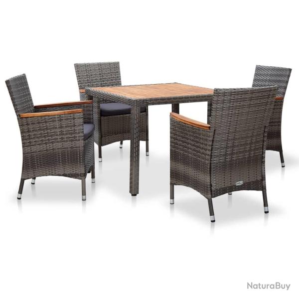 Ensemble � manger de jardin coussins 5pcs R�sine tress�e Gris