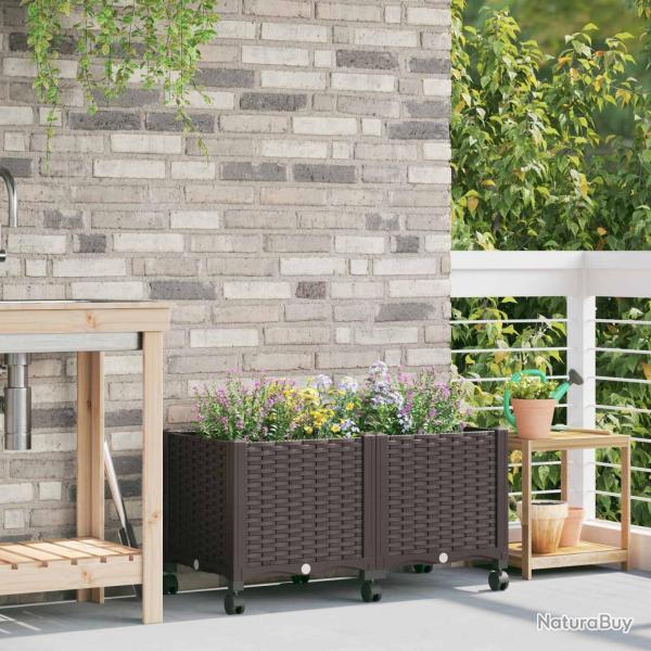 Jardini�re avec Roues Marron 80 x 40 x 44 cm PP