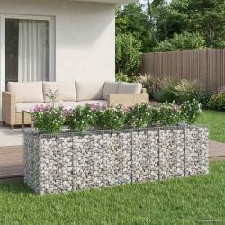 Lit sur&eacute;lev&eacute; gabion 3 pcs Argent&eacute;