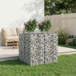 Lit sur&eacute;lev&eacute; gabion 2 pcs Argent&eacute;