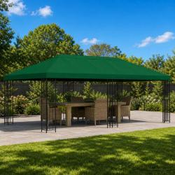 Gazebo avec murs lat&eacute;raux 6 x 3 m Vert Polyester et Acier 190