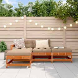 Ensemble de salon de jardin 4 pcs Brun cire Bois de pin massif